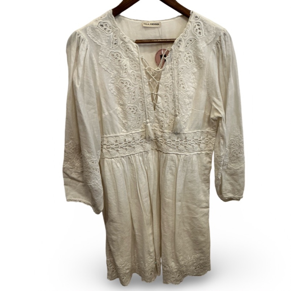 Ulla Johnson White Lace-Up Embroidered dress - Picture 2 of 11